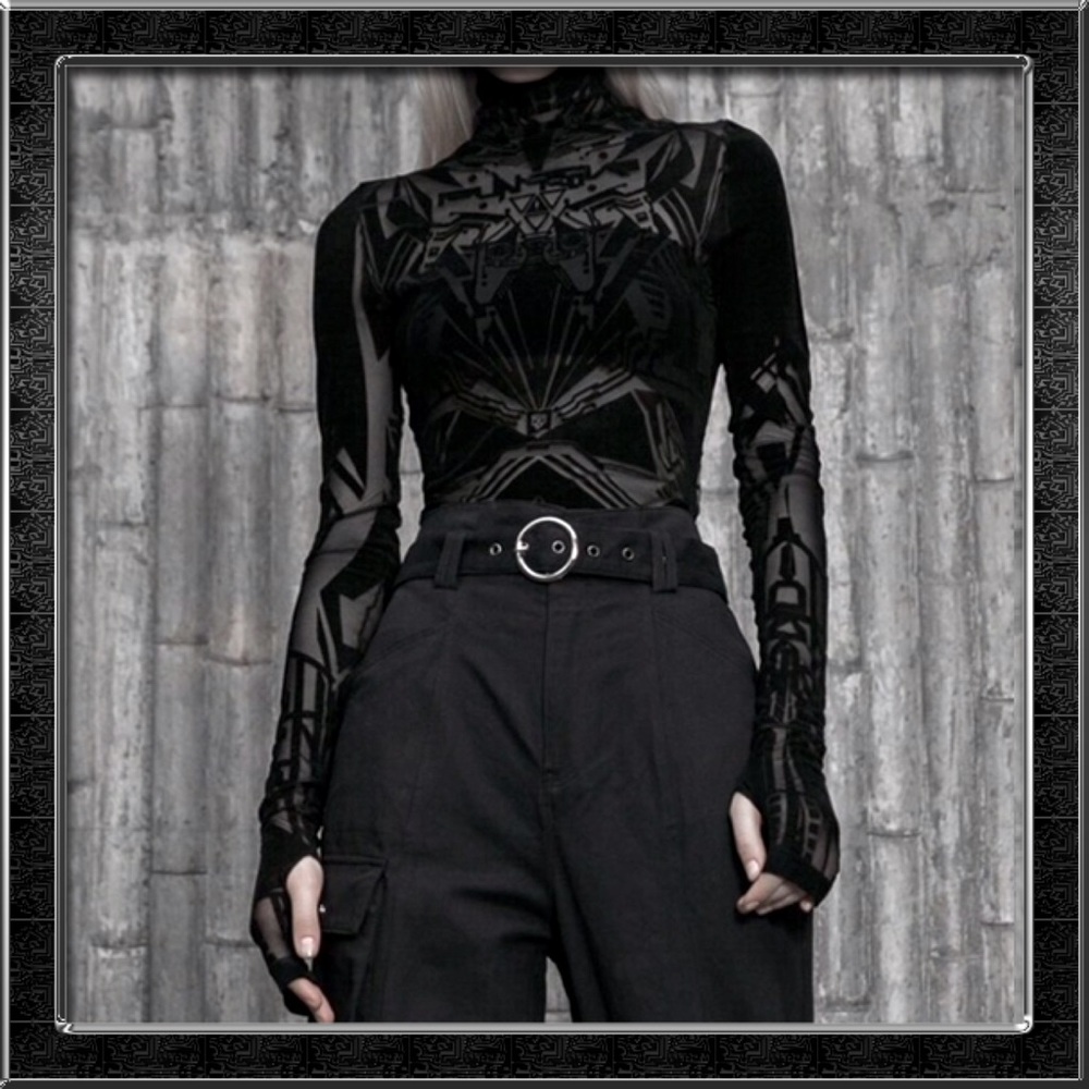 Punk Rave Black Mesh Cyber Goth Top